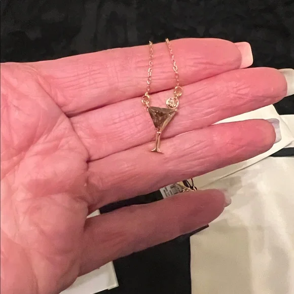 NWT KATE SPADE SHAKEN & BREW MARTINI NECK. & EARRINGS SET CHAMPAGNE & GOLD COLOR - Picture 9 of 13